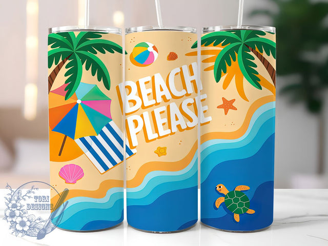 Puffy 3D Beach Please Tumbler, 3D Puffy Design, Inflated Summer Art, 20Oz Sublimation Wrap, Puffy Beach Print, Summer Vacation Design, Tumbler Sublimation Sublimation ToriDesigns 