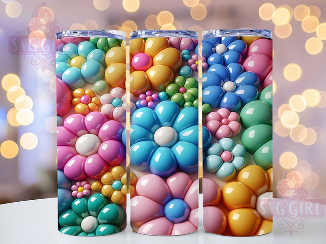Puffy 3D Bubble Flower Tumbler, 3D Bubble Flowers, Floral Tumbler Design, 20Oz Sublimation Wrap, Puffy Flower Art, Bubble Flower Print, Tumbler Sublimation Sublimation SvggirlplusArt 
