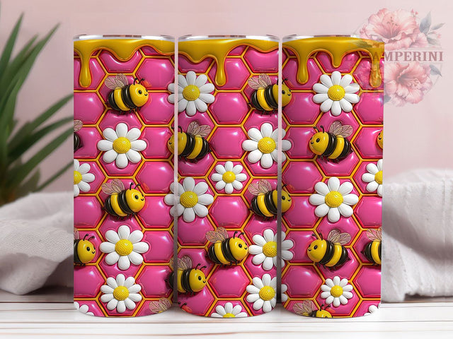 Puffy Bee Honey Daisy 20oz Tumbler, Puffy Bee, Bee Honey Daisy, Honey Daisy, Daisy Tumbler, 20oz Tumbler, Bee Tumbler, Tumbler Wrap Sublimation Li Zamperini 
