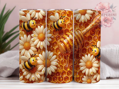 Puffy Bee Honeycomb 20oz Tumbler, Puffy Bee, Bee Honeycomb, Bee Tumbler, 20oz Tumbler, Puffy Honeycomb, Honeycomb Tumbler, Tumbler Wrap Sublimation Li Zamperini 
