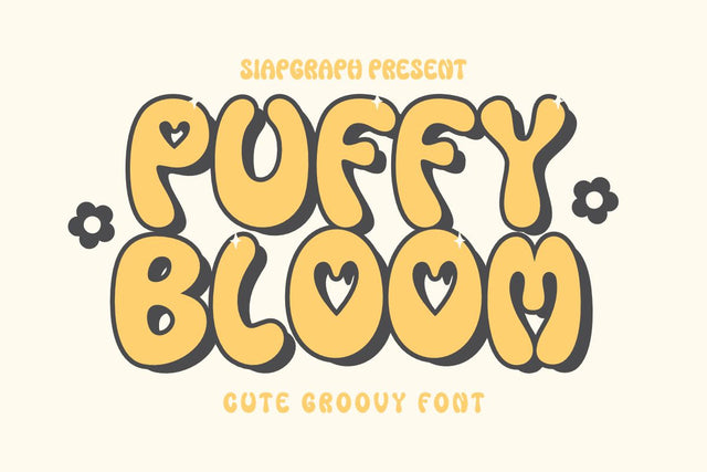 Puffy Bloom - Cute Groovy Font Font Masyafi Studio 