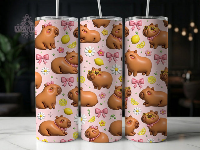 Puffy Capybara Lemon 20oz Tumbler, Puffy Capybara, Capybara Lemon, Lemon Tumbler, Capybara Tumbler, 20oz Tumbler, Cute Capybara, Tumbler Wrap Sublimation SvggirlplusArt 