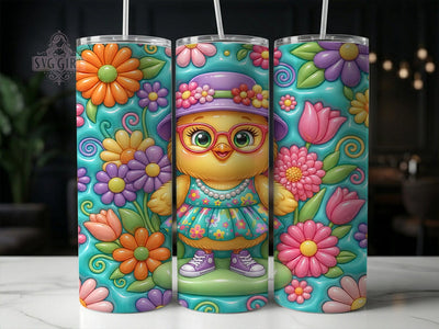 Puffy Chick Floral 20oz Tumbler, Puffy Chick Floral, Puffy Chick, Chick Floral, Floral Chick Tumbler, 20oz Tumbler, Cute Chick, Tumbler Wrap Sublimation SvggirlplusArt 