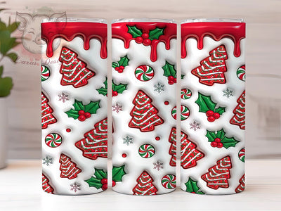 Puffy Christmas Tree Cakes 20oz Tumbler, Puffy Christmas Tree, Christmas Tree Cakes, Tree Cake Tumbler, Christmas Tumbler, 20oz Tumbler, Puffy Cake, Tumbler Wrap Sublimation Lara' s Designs 