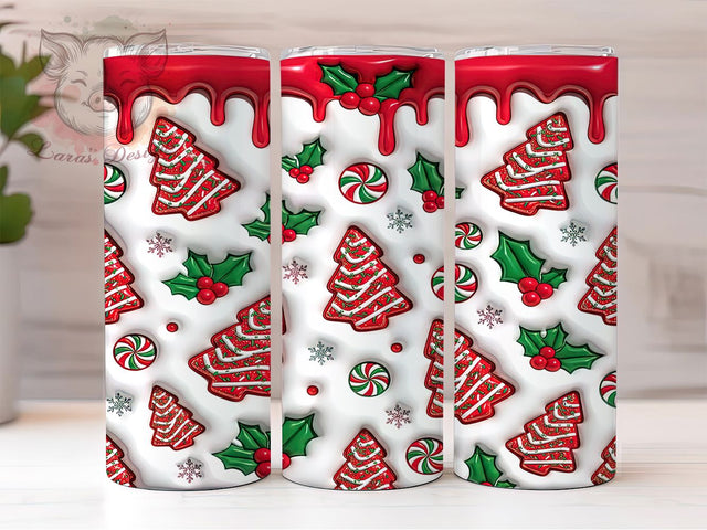 Puffy Christmas Tree Cakes 20oz Tumbler, Puffy Christmas Tree, Christmas Tree Cakes, Tree Cake Tumbler, Christmas Tumbler, 20oz Tumbler, Puffy Cake, Tumbler Wrap Sublimation Lara' s Designs 