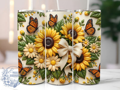 Puffy Daisy Sunflower 20oz Tumbler, Puffy Daisy, Daisy Sunflower, Daisy Tumbler, 20oz Tumbler, Puffy Sunflower, Sunflower Tumbler, Tumbler Wrap Sublimation ToriDesigns 