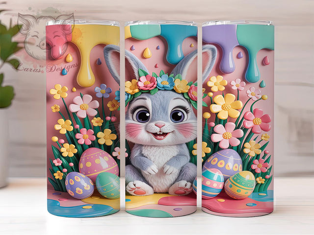 Puffy Easter Bunny 20oz Tumbler, Puffy Bunny, 20oz Tumbler Wrap, Sublimation PNG, Cute Holiday Cup, Spring Gift, Puffy Easter Design Sublimation Lara' s Designs 