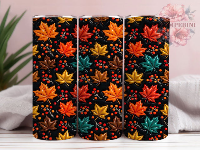 Puffy Glossy Maple Leaves 20oz Tumbler, Puffy Maple Leaves, Glossy Maple Leaves, Maple Leaves Tumbler, 20oz Tumbler, Fall Tumbler, Puffy Glossy Tumbler, Tumbler Wrap Sublimation Li Zamperini 