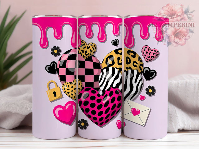 Puffy Inflated Valentine Hearts Tumbler, Puffy Valentine Wrap, Cute Hearts Cup, Romantic Sublimation Design, Valentine Gift Tumbler, Sweet Puffy Hearts Wrap, Adorable Love Cup Sublimation Li Zamperini 