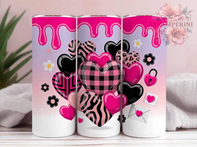 Puffy Inflated Valentine Hearts Tumbler, Puffy Valentine Wrap, Cute Hearts Cup, Romantic Sublimation Design, Valentine Gift Tumbler, Sweet Puffy Hearts Wrap, Adorable Love Cup Sublimation Li Zamperini 