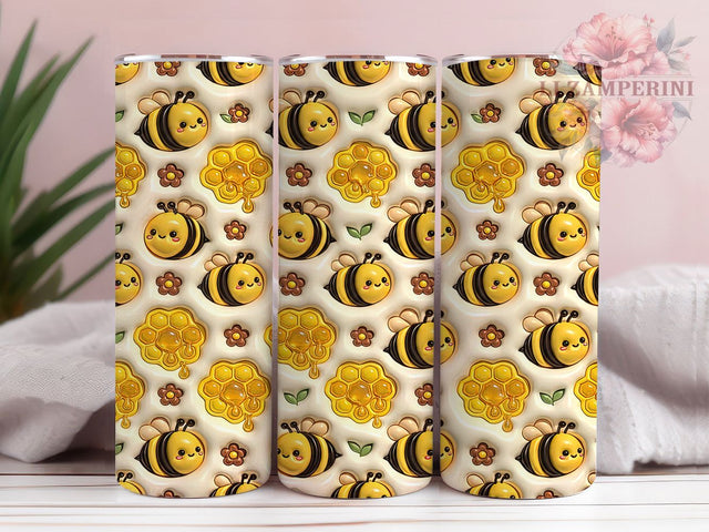 Puffy Kawaii Bee Honey 20oz Tumbler, Puffy Kawaii Bee, Kawaii Bee Honey, Bee Honey Tumbler, 20oz Tumbler, Puffy Tumbler, Kawaii Tumbler, Tumbler Wrap Sublimation Li Zamperini 