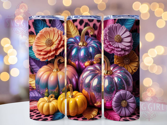 Puffy Leopard Floral Pumpkin Tumbler Wrap, Fall Tumbler Wrap, Leopard Print Tumbler, Puffy Tumbler Design, Cheetah Pumpkin Png, 20oz Skinny Tumbler Png, Trendy Fall Sublimation Sublimation SvggirlplusArt 