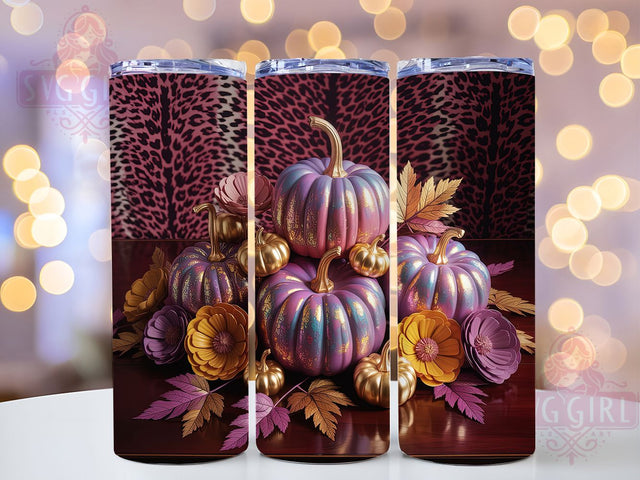 Puffy Leopard Floral Pumpkin Tumbler Wrap, Fall Tumbler Wrap, Leopard Print Tumbler, Puffy Tumbler Design, Cheetah Pumpkin Png, 20oz Skinny Tumbler Png, Trendy Fall Sublimation Sublimation SvggirlplusArt 