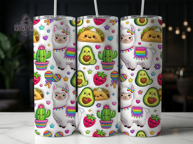 Puffy Llama Fiesta 20oz Tumbler, Puffy Llama, Llama Fiesta, Llama Tumbler, 20oz Tumbler, Fiesta Tumbler, Cute Llama, Tumbler Wrap Sublimation SvggirlplusArt 