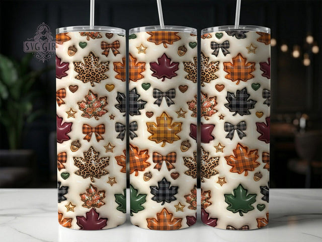Puffy Maple Leaves 20oz Tumbler, Puffy Maple Leaves, Maple Leaves, Puffy Leaves, Maple Leaf Tumbler, 20oz Tumbler, Fall Tumbler, Tumbler Wrap Sublimation SvggirlplusArt 