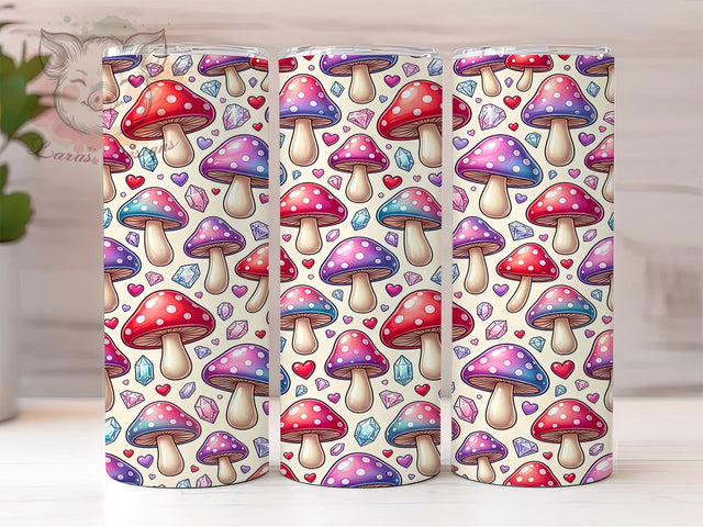 Puffy Mushroom Gems 20oz Tumbler, Puffy Mushroom, Mushroom Gems, Gem Tumbler, 20oz Tumbler, Puffy Tumbler, Mushroom Tumbler, Tumbler Wrap Sublimation Lara' s Designs 