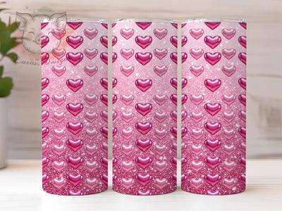 Puffy Pink Hearts 20oz Tumbler, Puffy Pink Hearts, Pink Hearts, Puffy Hearts, Heart Tumbler, 20oz Tumbler, Pink Tumbler, Tumbler Wrap Sublimation Lara' s Designs 