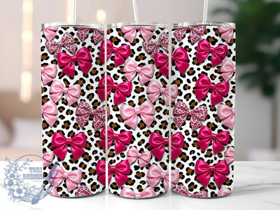 Puffy Pink Leopard Bow 20oz Tumbler, Puffy Pink Leopard, Pink Leopard Bow, Leopard Bow, Pink Bow Tumbler, Leopard Tumbler, 20oz Tumbler, Tumbler Wrap Sublimation ToriDesigns 