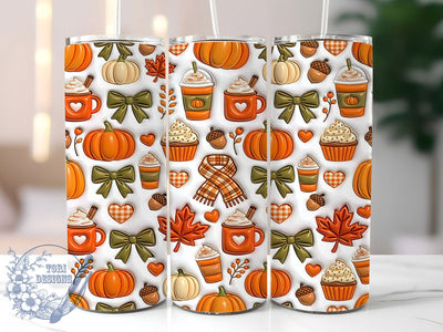 Puffy Pumpkin Latte 20oz Tumbler, Puffy Pumpkin Latte, Pumpkin Latte, Latte Tumbler, 20oz Tumbler, Puffy Tumbler, Fall Tumbler, Tumbler Wrap Sublimation ToriDesigns 