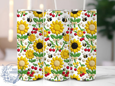 Puffy Sunflower Bee 20oz Tumbler, Puffy Sunflower, Sunflower Bee, Bee Tumbler, 20oz Tumbler, Sunflower Tumbler, Puffy Bee, Tumbler Wrap Sublimation ToriDesigns 