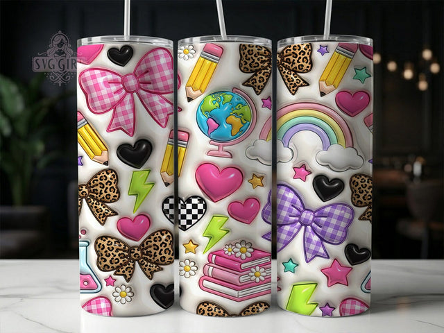 Puffy Teacher Coquette 20oz Tumbler, Puffy Teacher, Teacher Coquette, Coquette Teacher, Teacher Tumbler, 20oz Tumbler, Puffy Coquette, Tumbler Wrap Sublimation SvggirlplusArt 