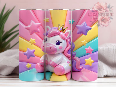Puffy Unicorn Rainbow 20oz Tumbler, Puffy Unicorn, Rainbow Design, 20oz Wrap, Fantasy Art, Magical Unicorn, Sublimation Tumbler, Whimsical Style Sublimation Li Zamperini 