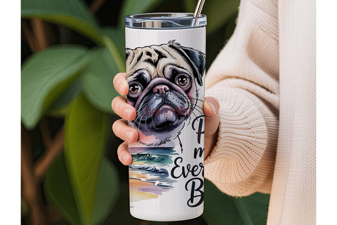 Pug Beach Sunset 20oz Tumbler Wrap Sublimation DesignSVG 