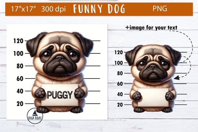 Pug dog clipart | Funny dog sublimation Sublimation Olga Boat Design 