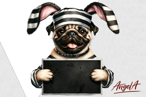 Pug dog / Easter dog / bad bunny / funny dog clipart Sublimation Angelina Semenova 
