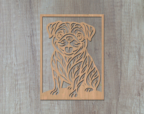 Pug Laser SVG, Cute Dog Laser Cut, Pet Lover Design, Digital Download, Dog Art, Laser Engraving File SVG HappyDesignStudio 