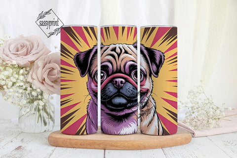 Pug Pop Art 20oz Tumbler Wrap Sublimation sassyprint 