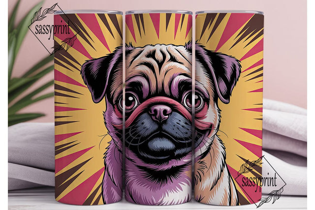 Pug Pop Art 20oz Tumbler Wrap Sublimation sassyprint 
