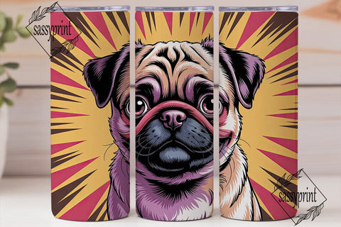 Pug Pop Art 20oz Tumbler Wrap Sublimation sassyprint 