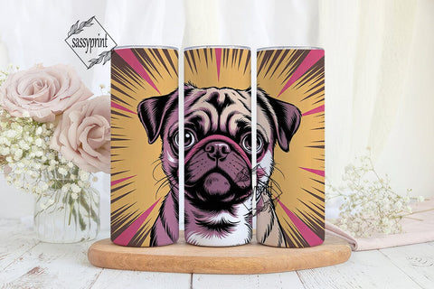Pug Pop Art 20oz Tumbler Wrap Sublimation sassyprint 