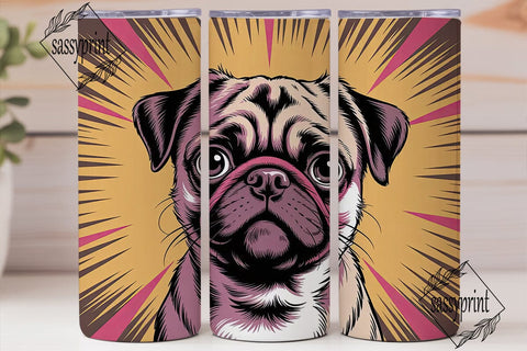 Pug Pop Art 20oz Tumbler Wrap Sublimation sassyprint 