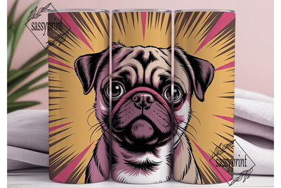 Pug Pop Art 20oz Tumbler Wrap Sublimation sassyprint 