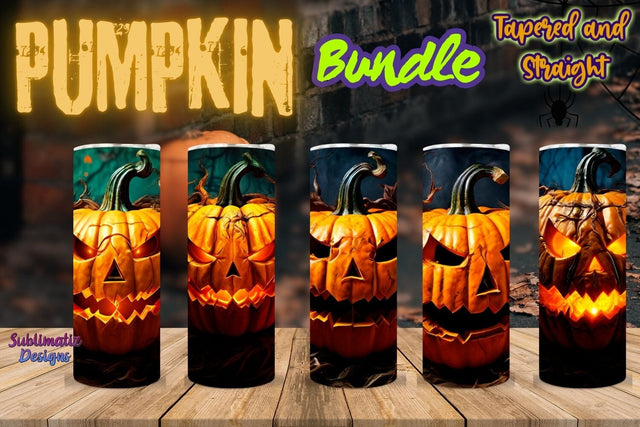 Pumpkin 20 oz Skinny Tumbler Wrap Bundle | Halloween 20 oz Skinny Tumbler Wrap Sublimation Pumpkin Designs Sublimation Sublimatiz Designs 