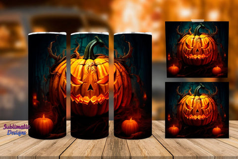 Pumpkin 20 oz Skinny Tumbler Wrap Bundle | Halloween 20 oz Skinny Tumbler Wrap Sublimation Pumpkin Designs Sublimation Sublimatiz Designs 