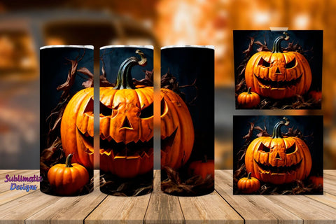 Pumpkin 20 oz Skinny Tumbler Wrap Bundle | Halloween 20 oz Skinny Tumbler Wrap Sublimation Pumpkin Designs Sublimation Sublimatiz Designs 