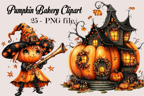 Pumpkin Bakery Clipart Bundle PNG Bundle. Sublimation SVGArt 