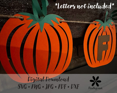 Pumpkin Banner SVG Cut File for DIY Autumn Home Decor or Fall Events SVG Flowingcreek 