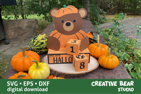 Pumpkin Bear Halloween Countdown SVG SVG Creative Bear Studio 