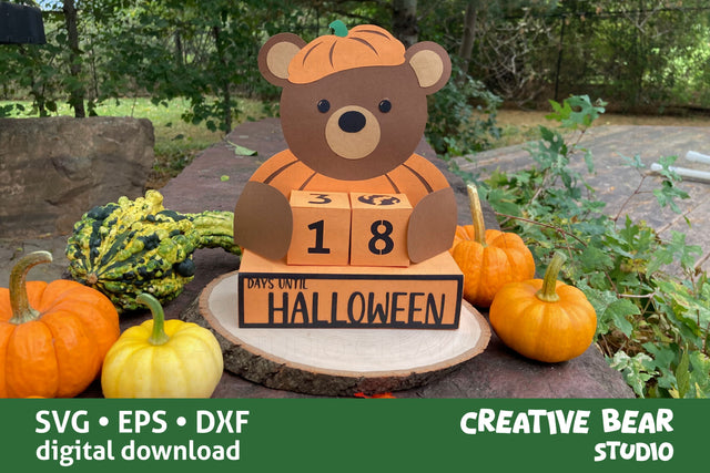 Pumpkin Bear Halloween Countdown SVG SVG Creative Bear Studio 