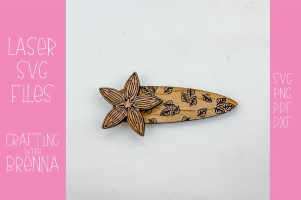 Pumpkin Blossom Engraved Hair Clip Laser SVG File SVG Crafting With Brenna 