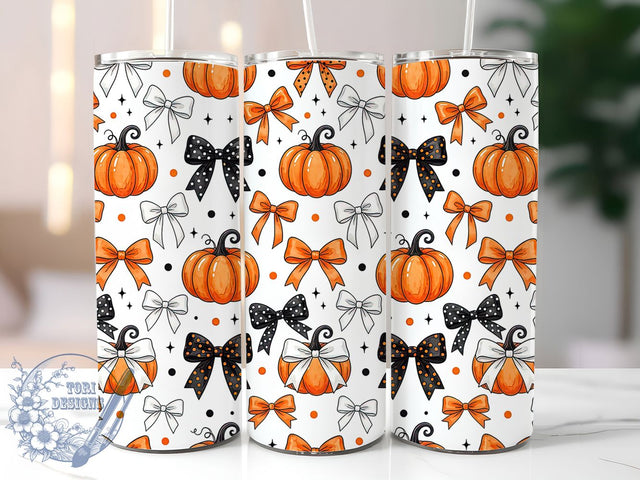 Pumpkin Bow Coquette 20oz Tumbler, Pumpkin Bow, Coquette Pumpkin, Pumpkin Tumbler, 20oz Tumbler, Coquette Tumbler, Bow Tumbler, Tumbler Wrap Sublimation ToriDesigns 