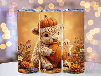 Pumpkin Calf Halloween 20oz Tumbler, Pumpkin Design, Highland Calf, Halloween Theme, Sublimation Wrap, 20oz Tumbler, Rustic Style, Spooky Aesthetic Sublimation SvggirlplusArt 