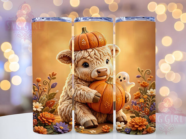 Pumpkin Calf Halloween 20oz Tumbler, Pumpkin Design, Highland Calf, Halloween Theme, Sublimation Wrap, 20oz Tumbler, Rustic Style, Spooky Aesthetic Sublimation SvggirlplusArt 
