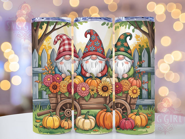 Pumpkin Cart Autumn Gnome Tumbler, Pumpkin Cart Wrap, 20oz Sublimation, Fall Gnomes Cup, Harvest Pumpkin Mug, Cute Autumn Tumbler, Thanksgiving Gnome Drinkware Sublimation SvggirlplusArt 