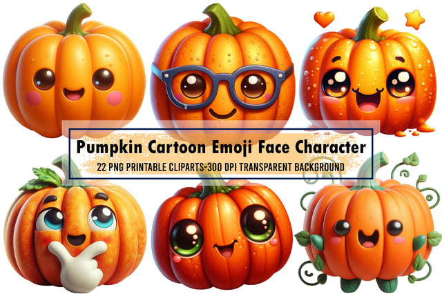 Pumpkin Cartoon Emoji Face Character Sublimation designartist 