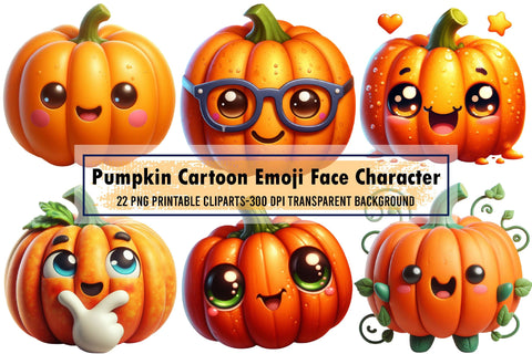 Pumpkin Cartoon Emoji Face Character Sublimation designartist 